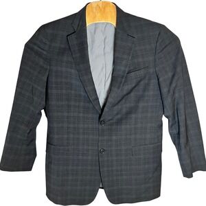 Brooks Brothers 346 Explorer Blazer Mens 41R Grey Fitzgerald Fit Glen Plaid Wool